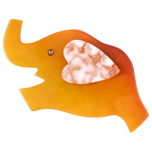 Carrot Orange Heart Elephant Brooch