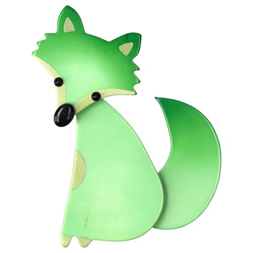 Pistachio Green Ladyfox Fox Brooch (small size)