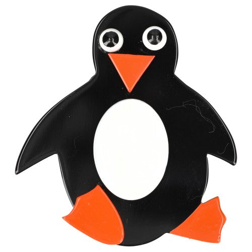 Black, White and Orange Crystal Penguin Brooch