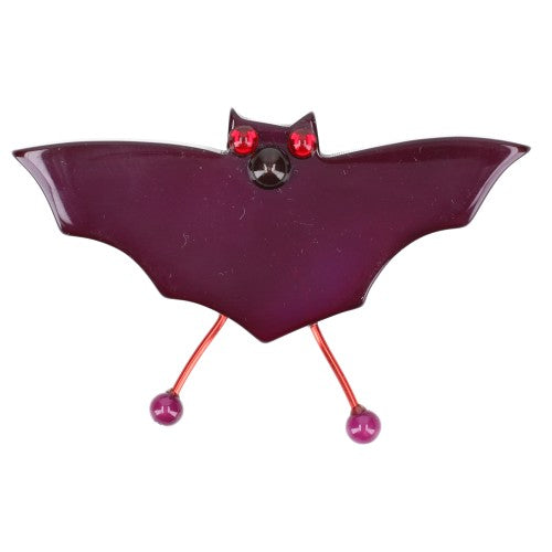 Purple Bat Brooch with a black nose (Little Size)