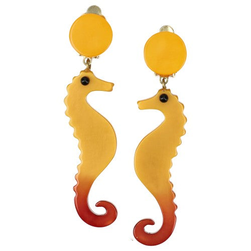 Golden Yellow Seahorse Earrings