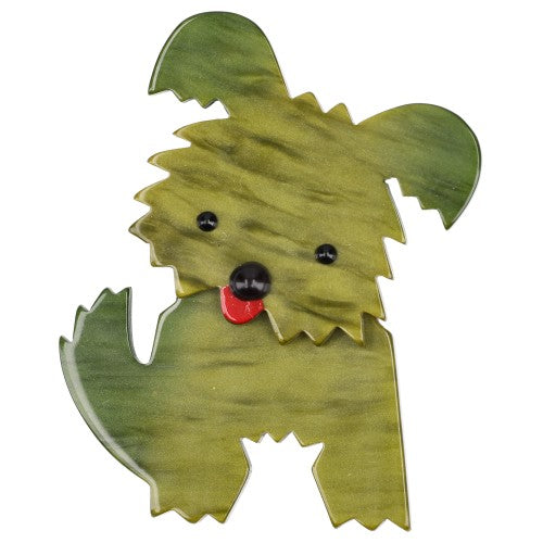 Moss Green Bobby Dog Brooch