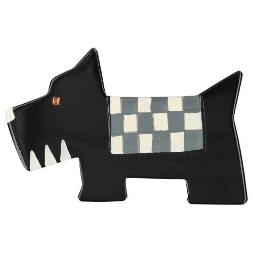 Black Checkered Dog Brooch