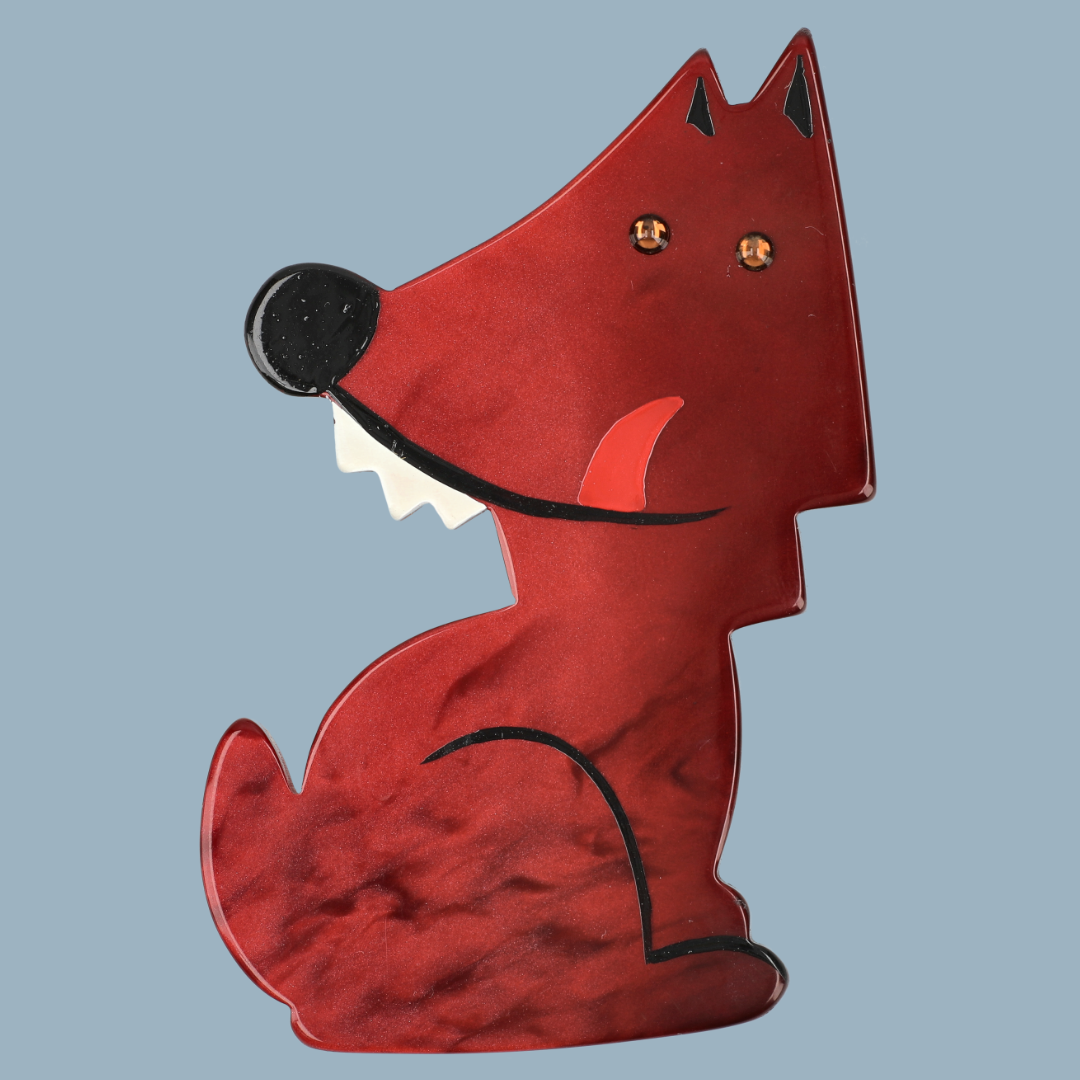 Carmine Red Werewolf Wolf Brooch (large size)