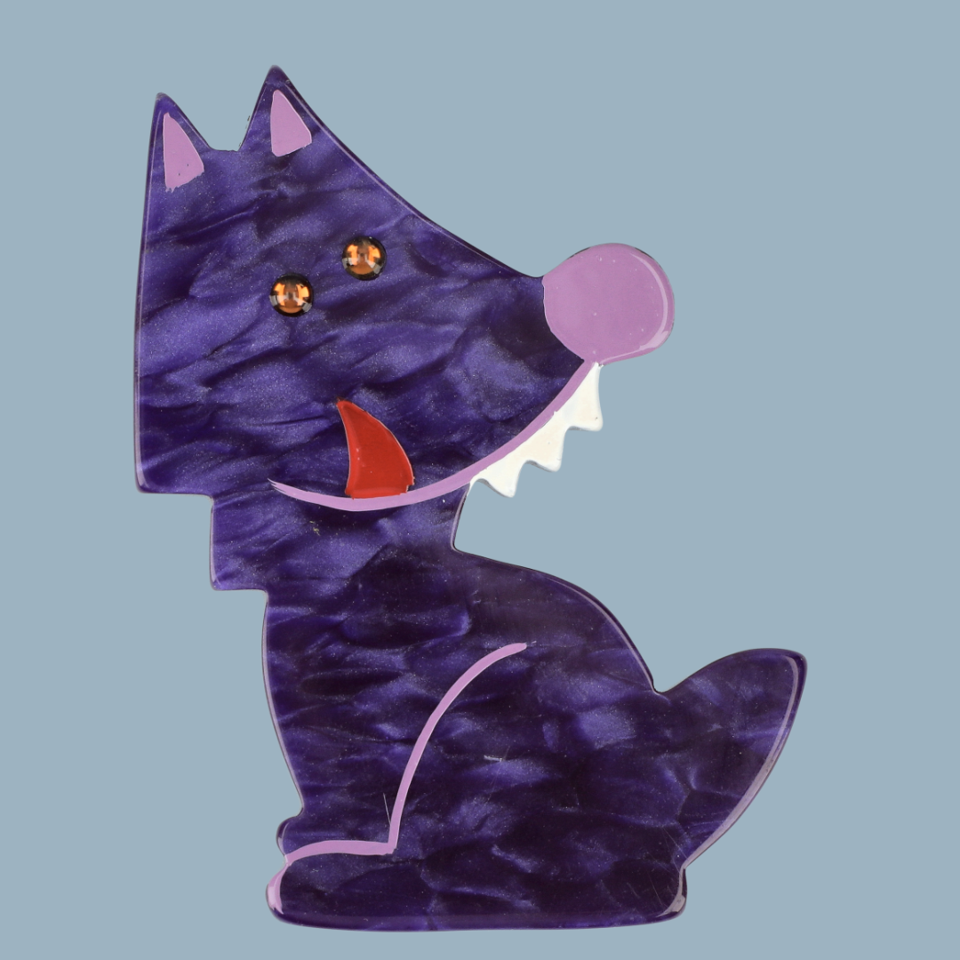 Purple Werewolf Wolf Brooch (small size)