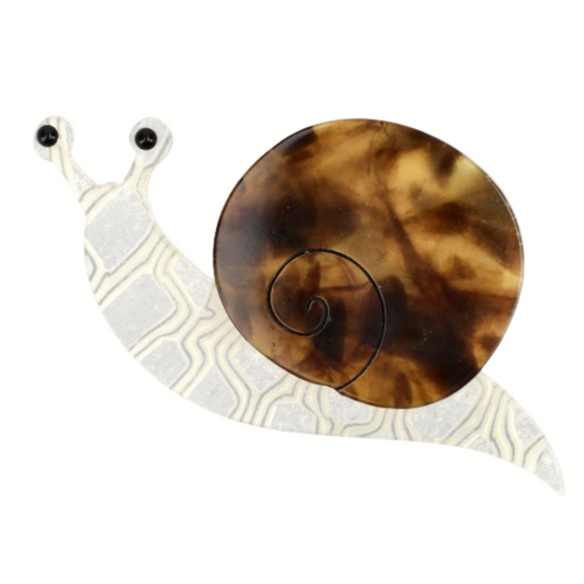 Tortoise Shell and White Snail Brooch 