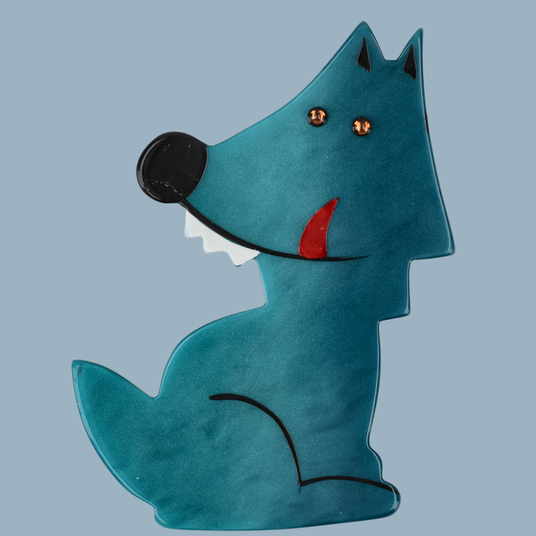 Pacific Bleu Wolf Brooch (large size)