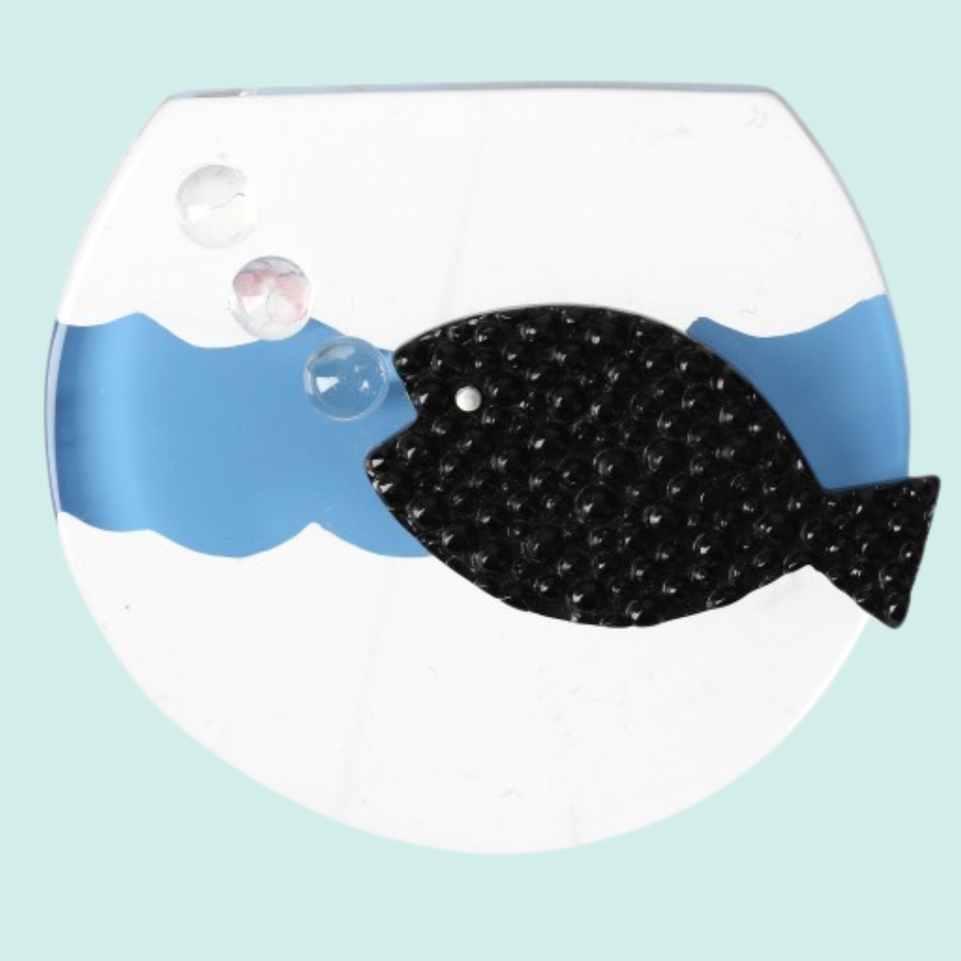 Black and Azur Blue Aquarium Brooch