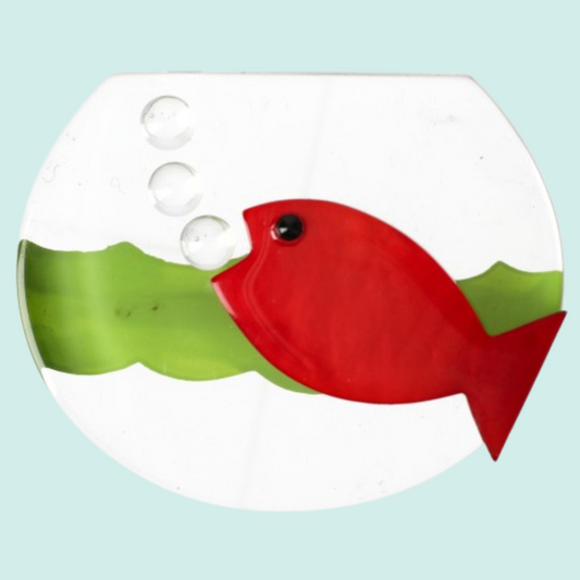 Red and Anise Green Aquarium Brooch