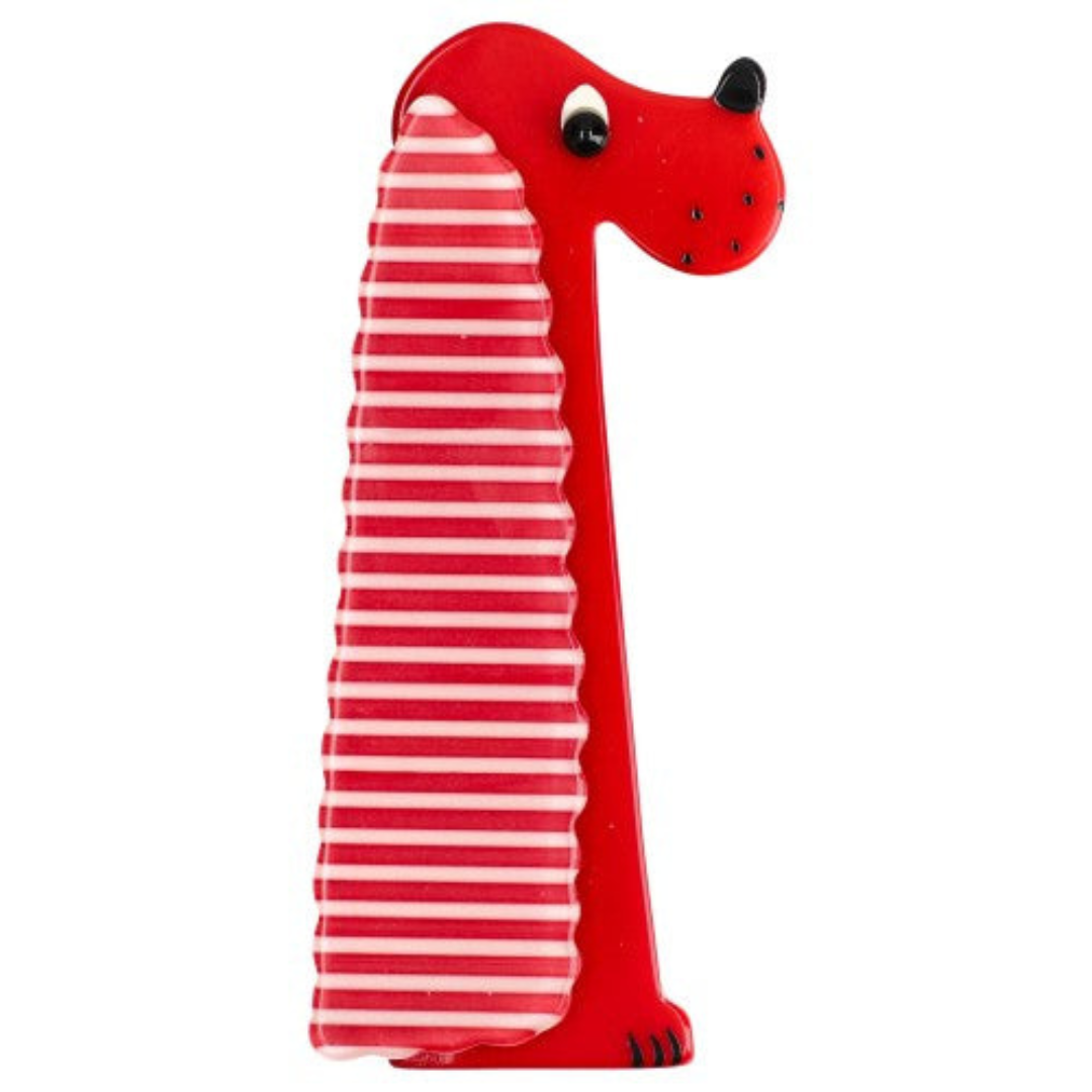 Red with horizontal white stripes Cocker Dog Brooch 