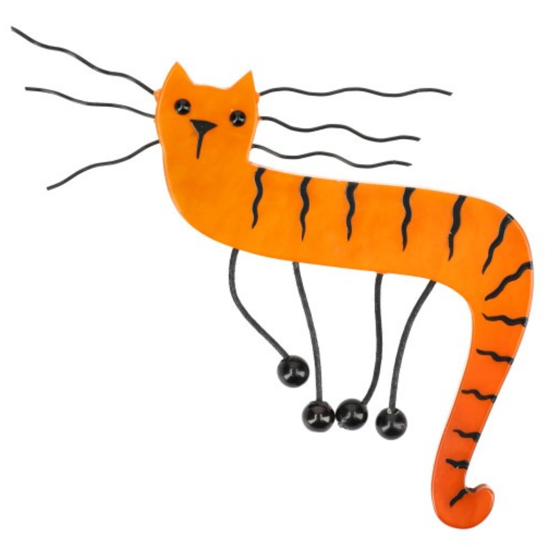 Orange Dodelino Cat Brooch