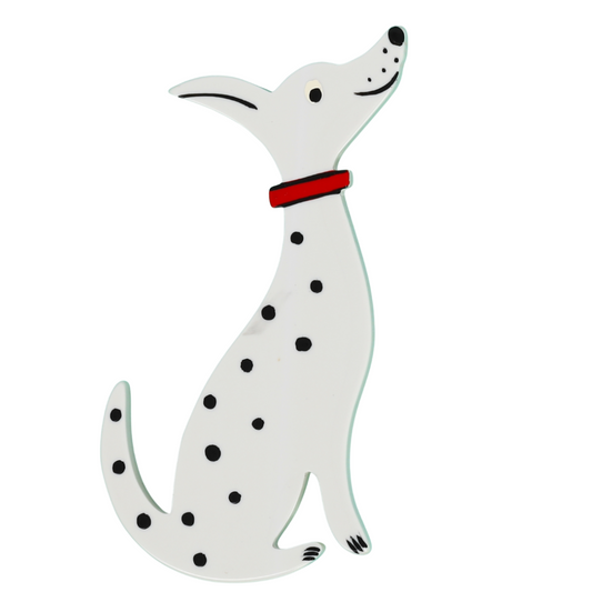 White Dalmatian Dog Brooch