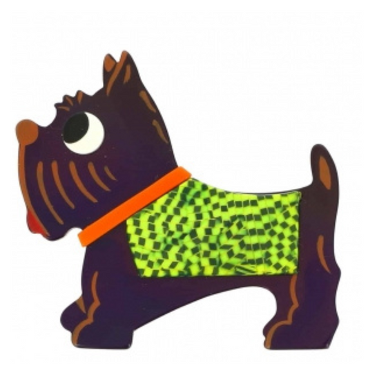 Purple, Lemon Checkered and Red Jano Dog Brooch