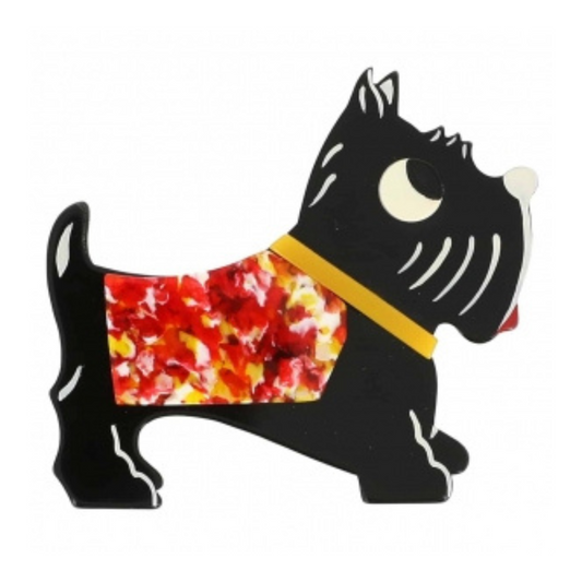 Black, Confetti and Yellow Jano Dog Brooch