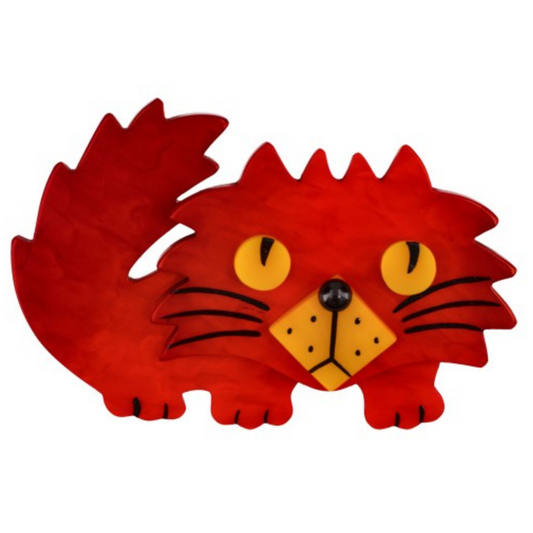 Red and Yellow Rocky Cat Brooch