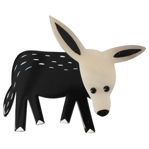 White and  Black Donkey Brooch