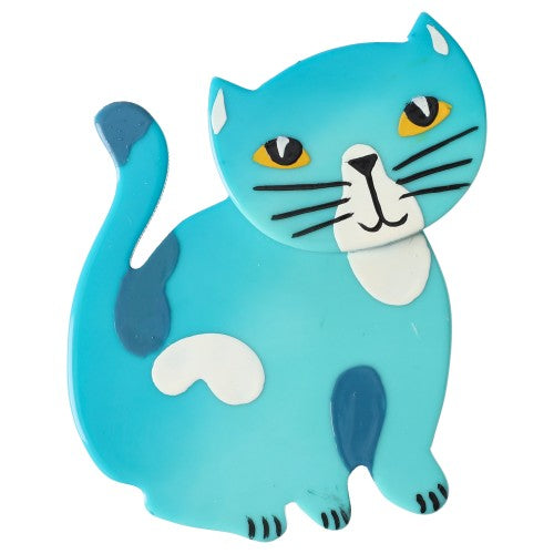 Aquamarine Blue Gandou Cat Brooch (small size)