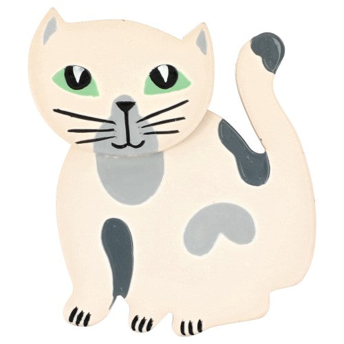 Ivory White Gandou Cat Brooch (small size) 