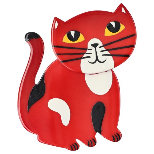 Red Gandou Cat Brooch (large size)