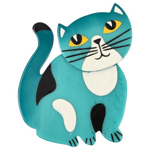 Ocean Turquoise Blue Gandou Cat Brooch (large Size)