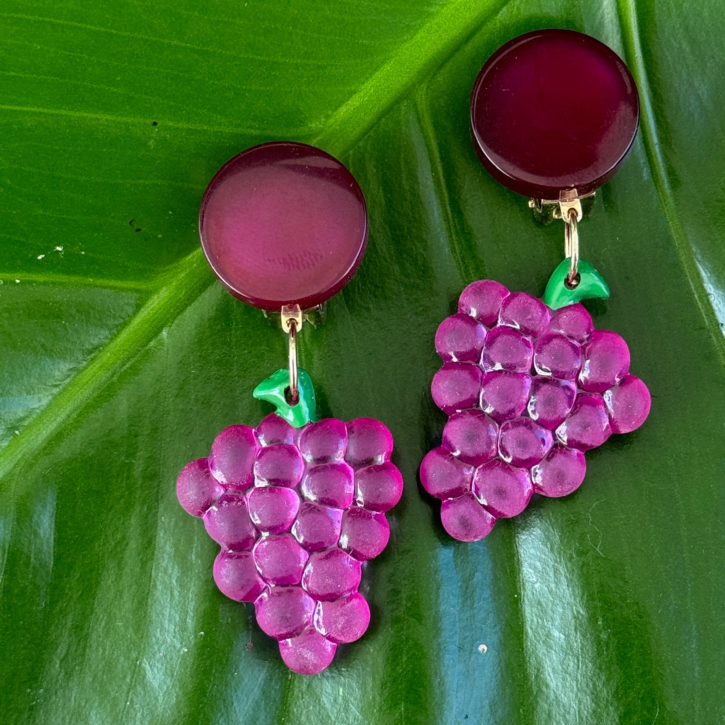 Fuchsia and Bordeaux Grape Earrings