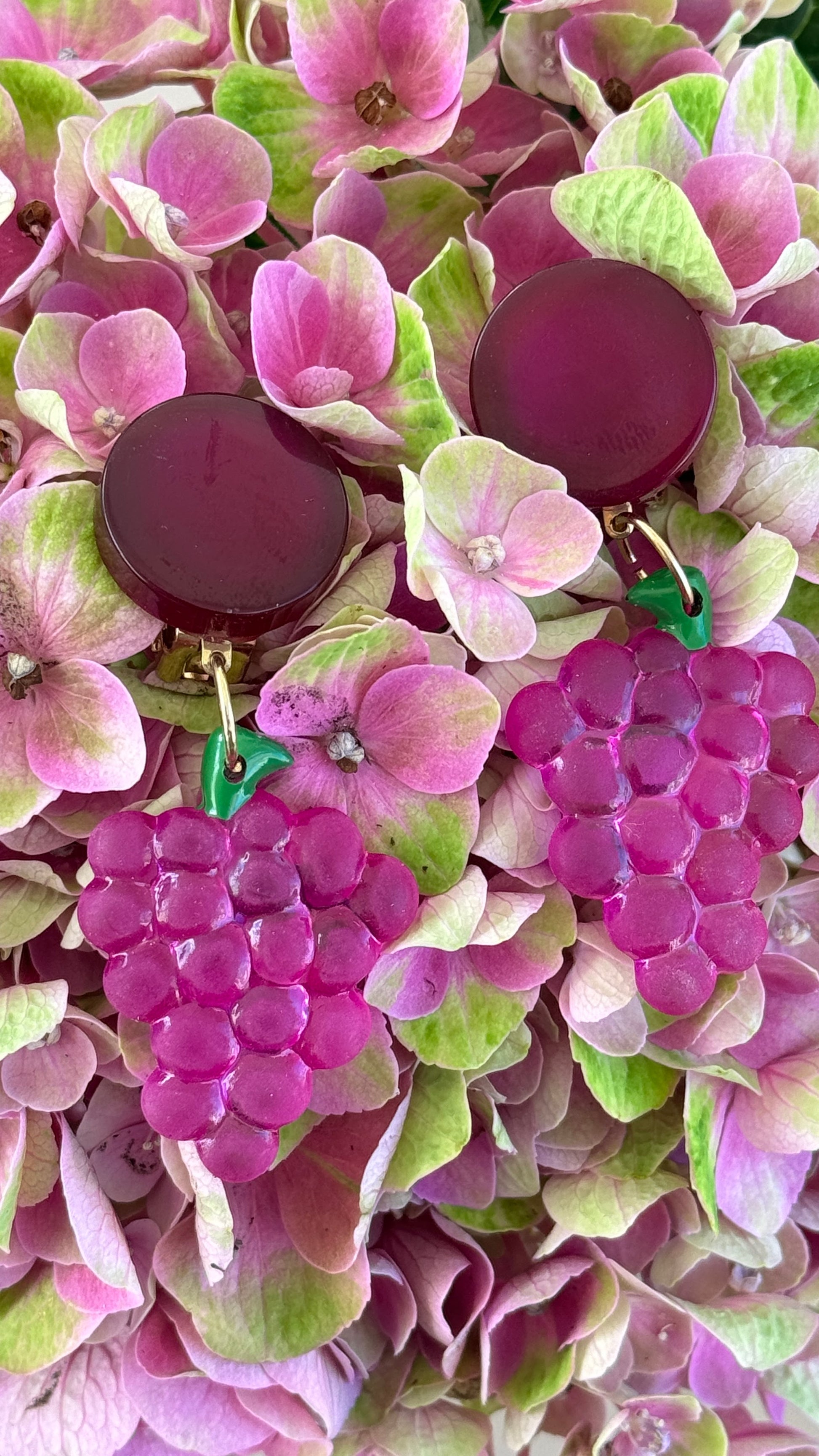 Fuchsia and Bordeaux Grape Earrings