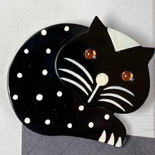 Black Roudoudou Cat Brooch 