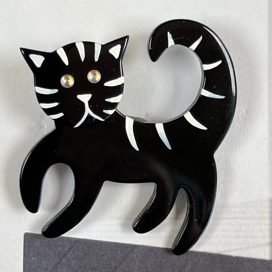 Black Tigron Cat Brooch