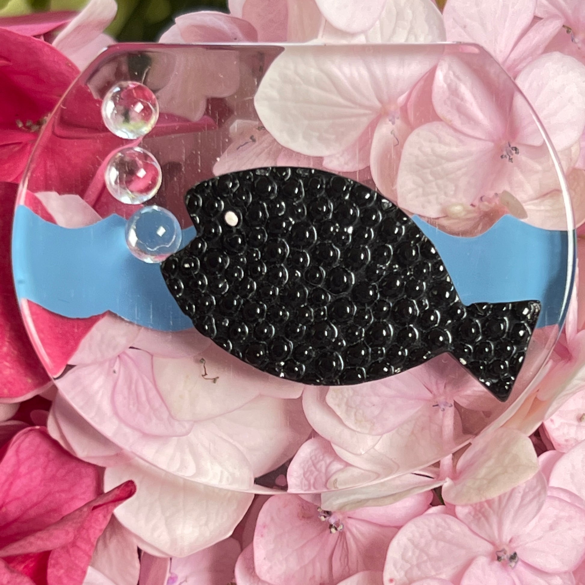 Black and Azur Blue Aquarium Brooch