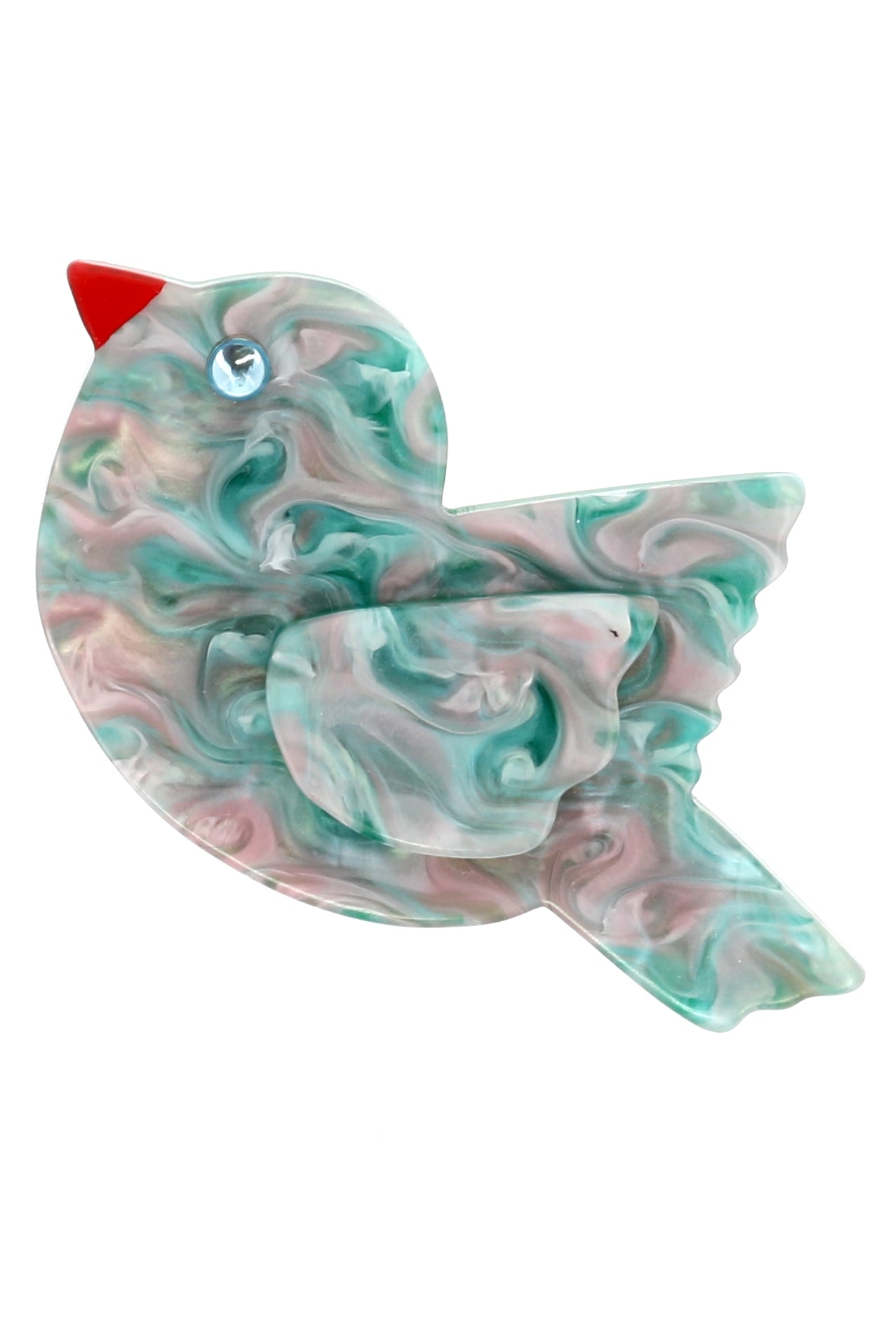 Pink and Green Boreal Small Paloma Bird Brooch