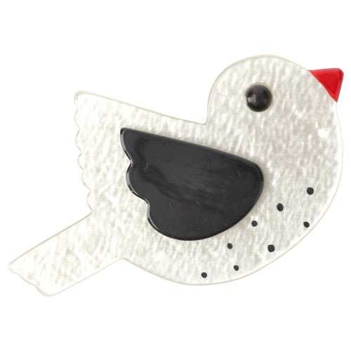 Pearly White and Black Paloma Brooch M