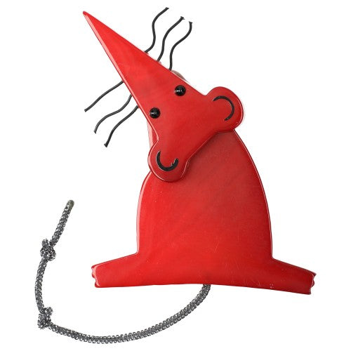 Red Sherlock Rat Brooch