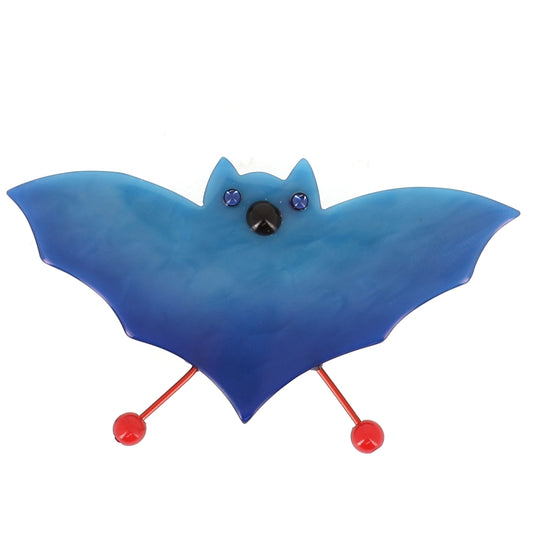 French Blue Bat Brooch