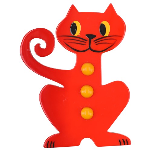 Scarlet Red and Yellow Aldo Cat Brooch