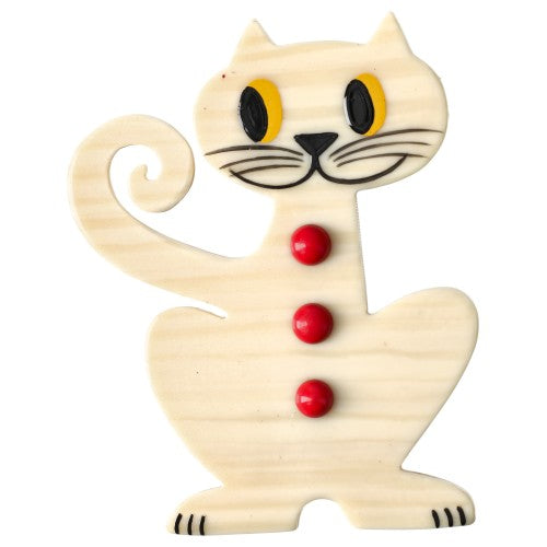 Ivory and Red Aldo Cat Brooch