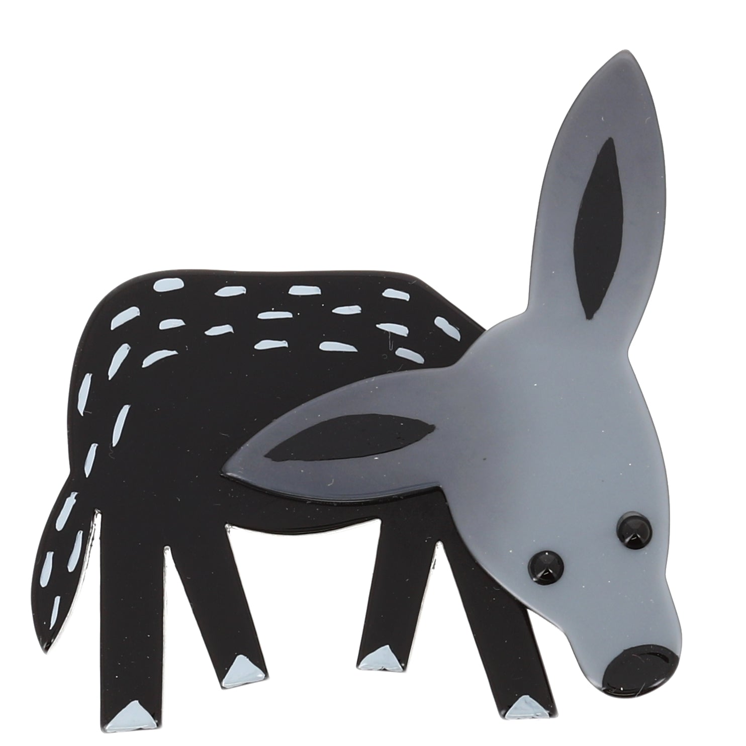 Grey and  Black Donkey Brooch