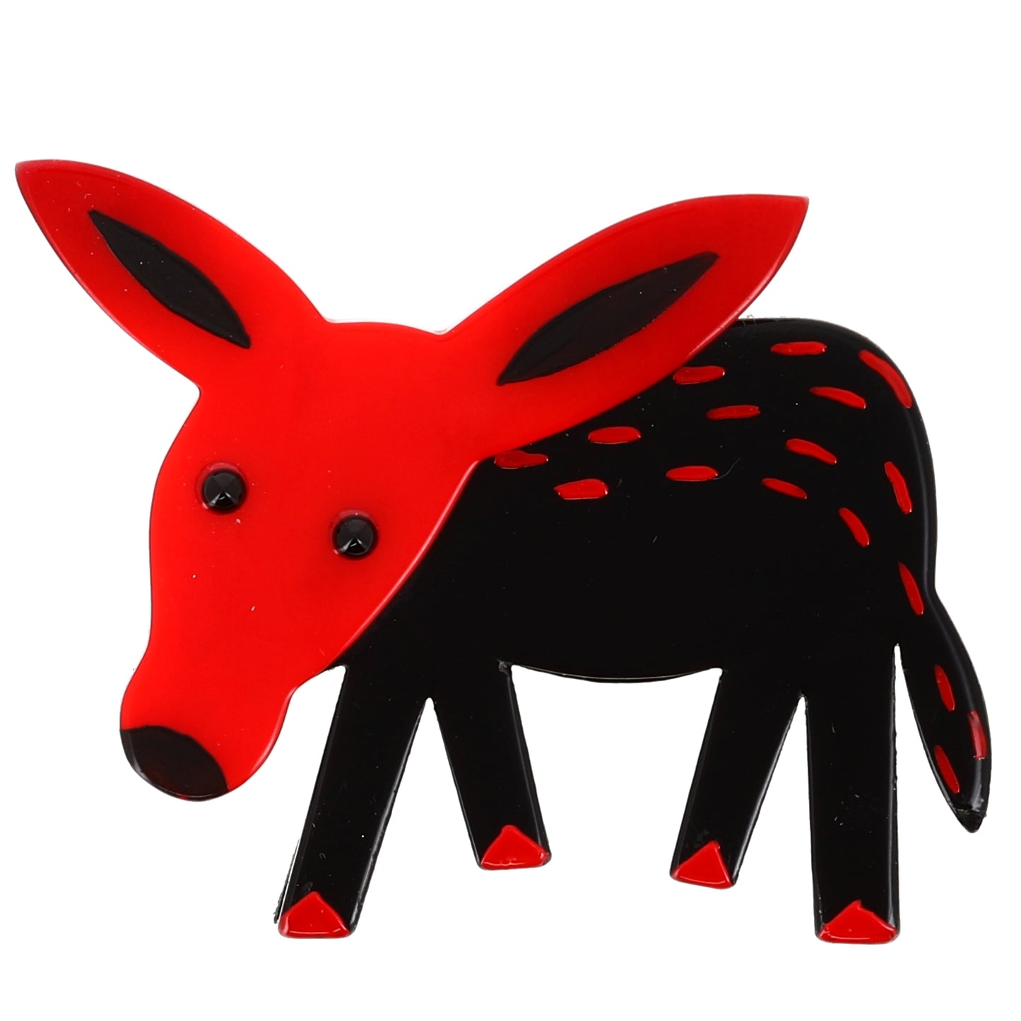  Red and  Black Donkey Brooch 