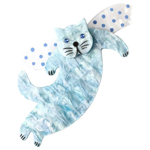 Boreal Blue and White Angelo Cat Brooch