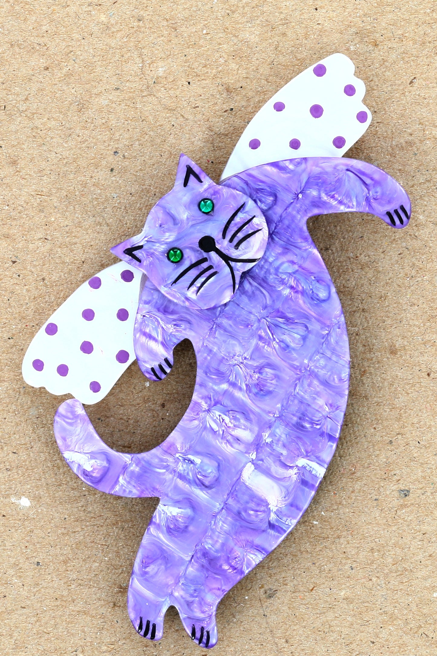 Lilac Angelo Cat Brooch