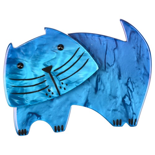 Ocean Blue Bandino Cat Brooch 