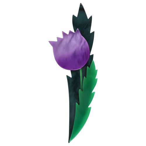 Purple, Fir and Mint Green Thistle Flower Brooch 