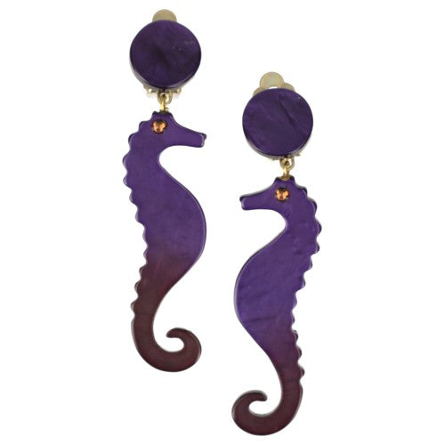 Purple Seahorse Earrings 