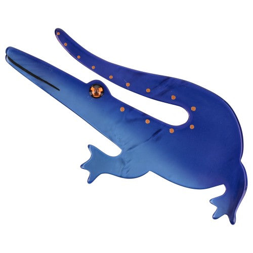 Indigo Blue Caiman Brooch (Large Size) 