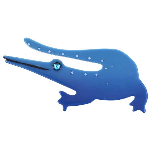 French Blue Caiman Brooch (Small Size)