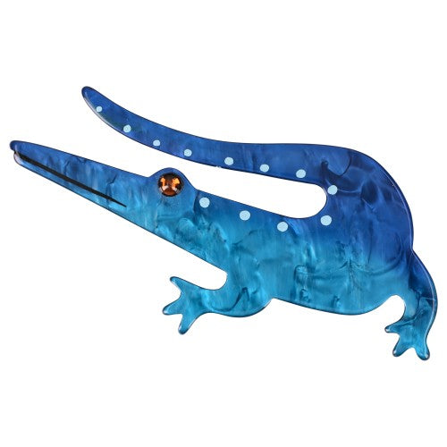 Ocean Blue Caiman Brooch (Large Size) 