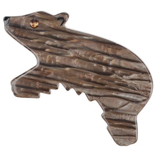 Striped Pearly Brown Canada Bear Brooch (small size) 