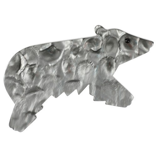 Silver Grey Canada Bear Brooch (large size) 