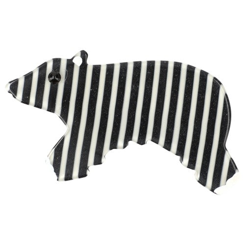 Striped Black and White Canada Bear Brooch (Mini Brooch)