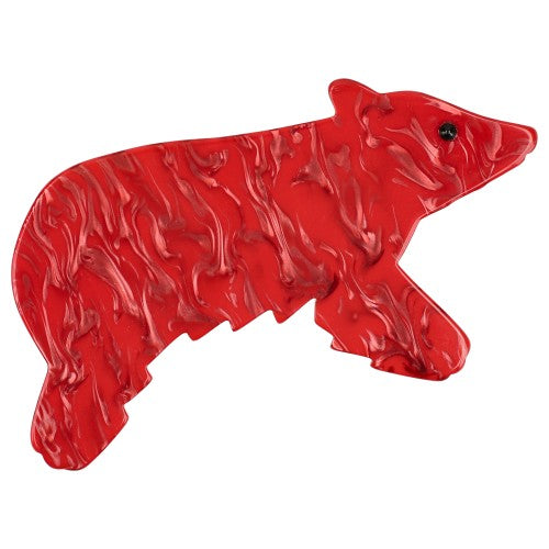 Iridescent Red Canada Bear Brooch (large size) 