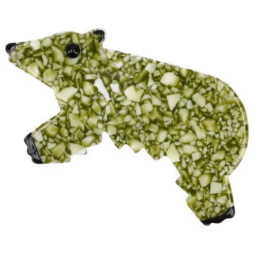 Mosaic Green and White Canada Bear Brooch (Mini Brooch)